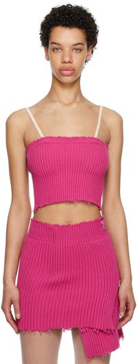 MM6 Maison Margiela Pink Distressed Tank Top