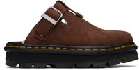 Dr. Martens Brown Zebzag Suede Slingback Platform Mules