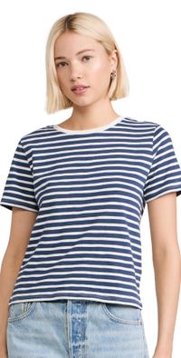 Nothing Please Boxy T-Shirt Stripes Cream/Blue L