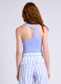 Margaux Lonnberg - Body col asymétrique moulant en coton mélangé - Taille L - Violet