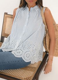 Kookai - Chemise col classique en coton - Taille 42 - Bleu