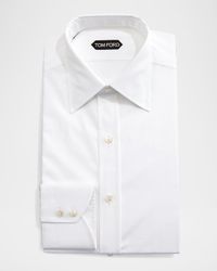 Solid Barrel-Cuff Dress Shirt, White
