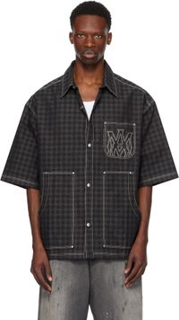 AMIRI Chemise de travail noire à monogramme et à motif à quadrigrammes