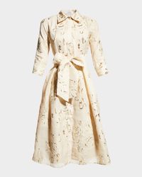 Metallic Jacquard Belted Shirtdress