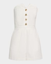 Carine Button-Front Linen Romper