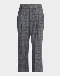 Pleated Wool Prince Of Wales Wide-Leg Crop Trousers