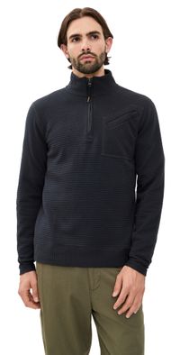 Billy Reid Quilted Half Zip Sweatshirt Dark Navy M