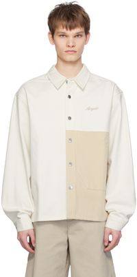Axel Arigato Chemise blanc cassé et beige en denim à panneau contrastant