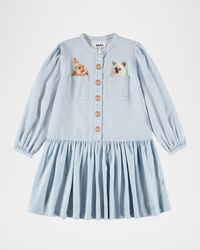 Girl's Clara Pocket Pets Button-Front Dress, Size 2T-6