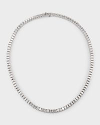 18K White Gold Baguette Diamond Tennis Necklace, 29.5tcw; 17"L