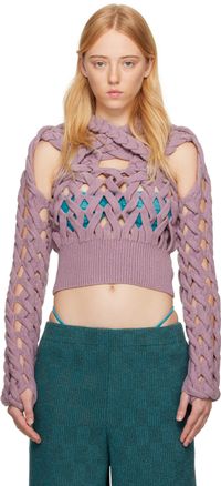 Isa Boulder SSENSE Exclusive Purple Fatcable Gloves