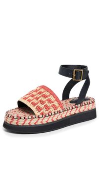 FARM Rio Red Crochet Flatform Espadrilles Red 7