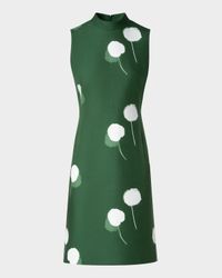 Windflower-Print Sleeveless Cotton-Silk Dress