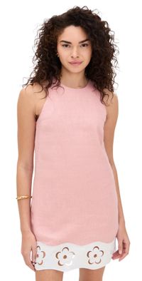 STAUD Mika Linen Dress Faded Blush/White XS