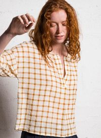 Nice Things - Top manches courtes imprimé en coton - Taille 42 - Beige