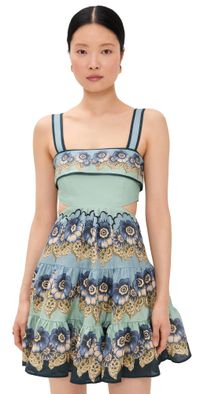 ALÉMAIS Madalena Cut Out Mini Dress Blue 14
