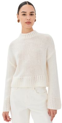Sablyn Phoenix Bell Sleeve Crewneck Cashmere Pullover Gardenia XS