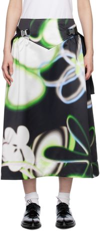 MINJUKIM Jupe midi noire à taille en V à boucles rapides