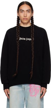 Palm Angels Pull noir à logo brodé
