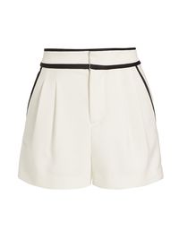 Women's Esta Pleated Tipped Shorts - Off White Black - Size 14