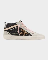 Mid Star Glitter Leopard Wing-Tip Sneakers