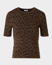 Leopard Jacquard Knit Merino Wool Sweater