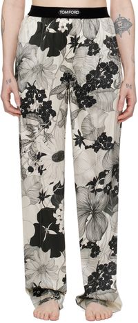 TOM FORD Pantalon de détente blanc cassé et noir à coutures pincées