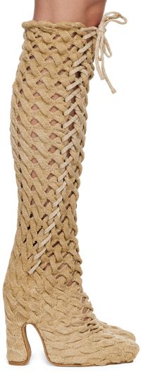 Isa Boulder SSENSE Exclusive Beige Spiral Cable Boots