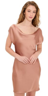 Norma Kamali Cap Sleeve Maria Mini Dress Cappuccino L