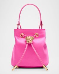La Medusa Drawstring Satin Bucket Bag