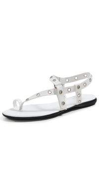 Tory Burch Eyelet Toe Ring Sandals Cloud/Silver 10