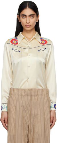 Bode Beige Garden Party Western Shirt