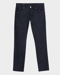 Men's Dark-Wash Denim Five-Pocket Pants