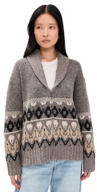 Joe's Jeans The Inga Fair isle Cardigan Charcoal Brown Fairisle XL
