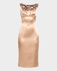 Sleeveless Pleated Stretch Satin Midi Dress