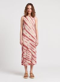 Maison Labiche - Robe longue droite col rond à imprimé - Taille L - Prune