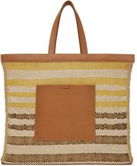 Jil Sander Beige & Yellow Striped Tote