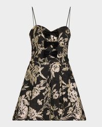 Daniela Floral Metallic Bow-Front Mini Dress