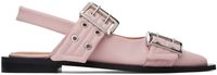 GANNI Pink Feminine Buckle Ballerina Flats