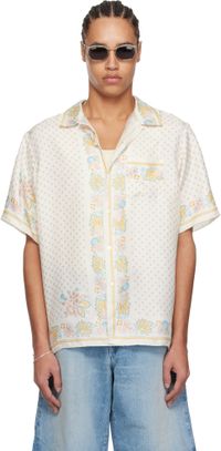 vowels Off-White Silk Scarf Shirt