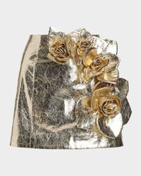 Aksel Metallic Faux Leather Mini Skirt