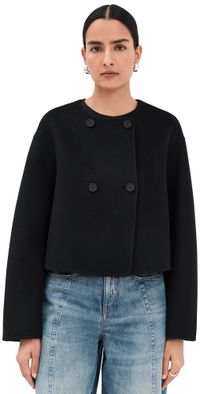 Sablyn Floren Cropped Double Breasted Coat Black L