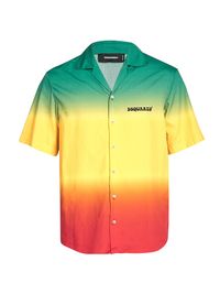 Men's Ombré Bowling Shirt - Green Yellow Red - Size 44