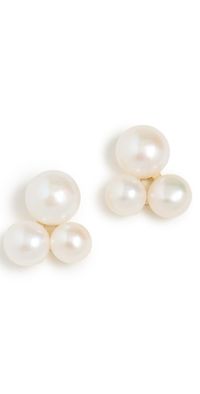 SHASHI Triple Pearl Drop Earrings Pearl One Size