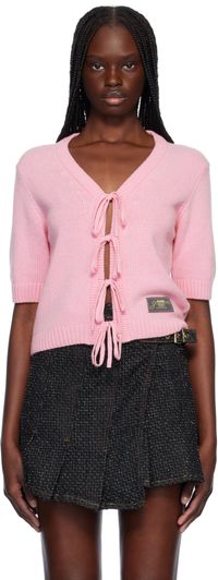 GANNI Pink Future Wool Mix Cardigan