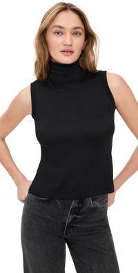 rag & bone The Knit Turtleneck Tank Black L