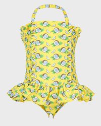 Girl's Coconut Ruched Swimsuit, Size 2-10