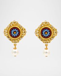 24k Gold-Plated Pearl Clip Drop Earrings