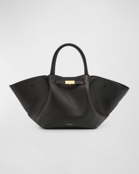 Midi New York Buckle Leather Tote Bag