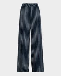 Chain Pinstripe Full-Leg Pants